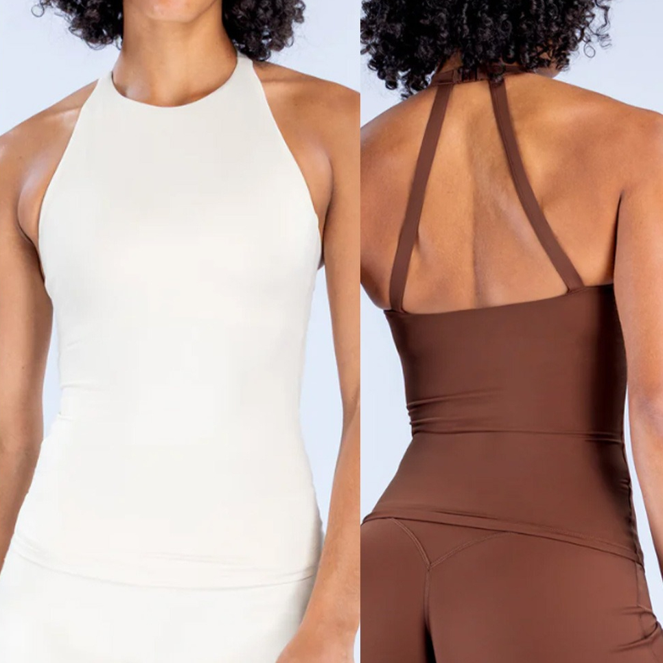 Pilates Yoga Wear - Top da donna con scollo all'americana