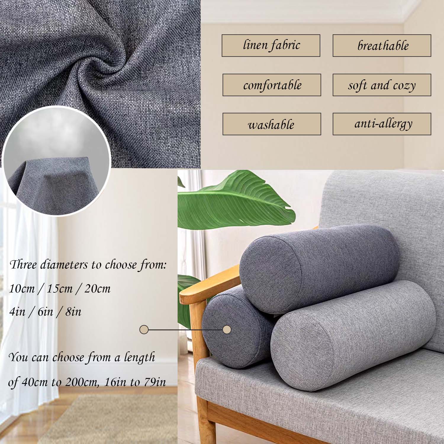 Cuscino in rotolo di schiuma p - Bolster Cushion Round recensione e prezzo